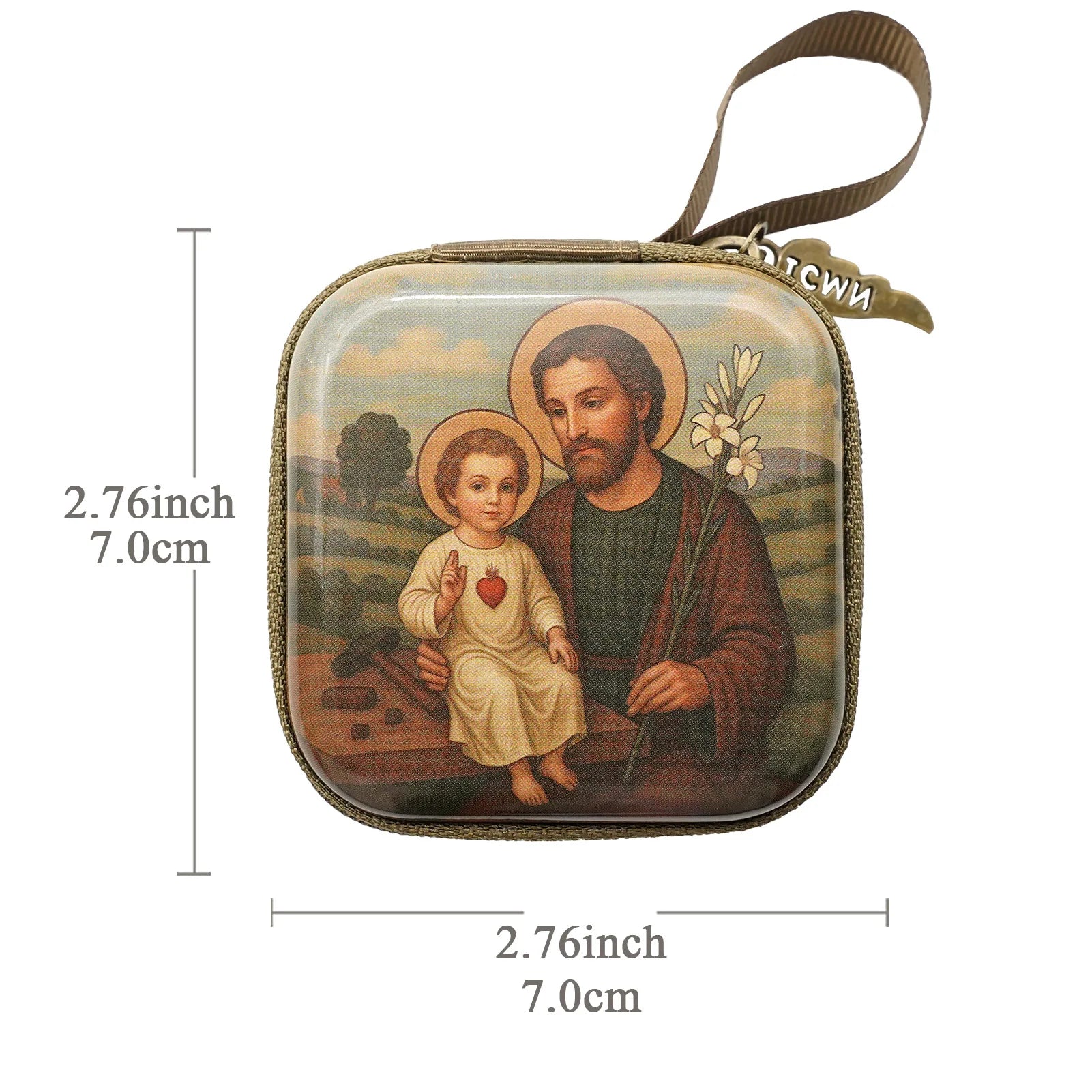 Virgin Mary & Jesus Rosary Box – 7x7cm Catholic Prayer Beads Storage Case