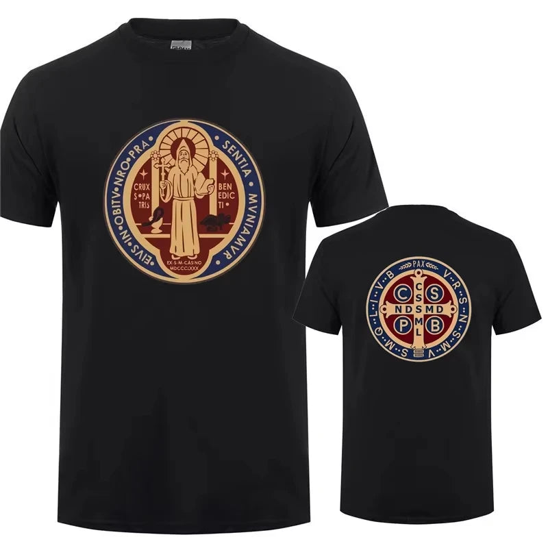 St. Benedict Medal Catholic Pullover T-Shirt