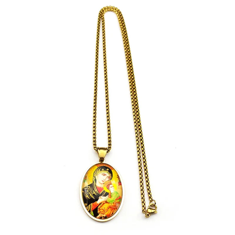 Our Lady of Perpetual Help Pendant Necklace – Catholic Marian Devotional