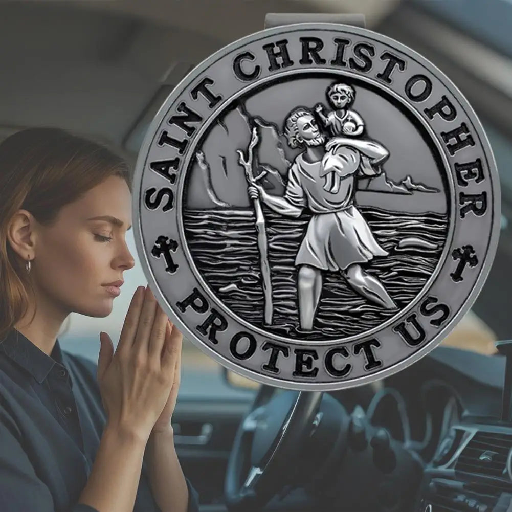 Saint Christopher Visor Clip – Catholic Car Protection Devotional for Safe Travel