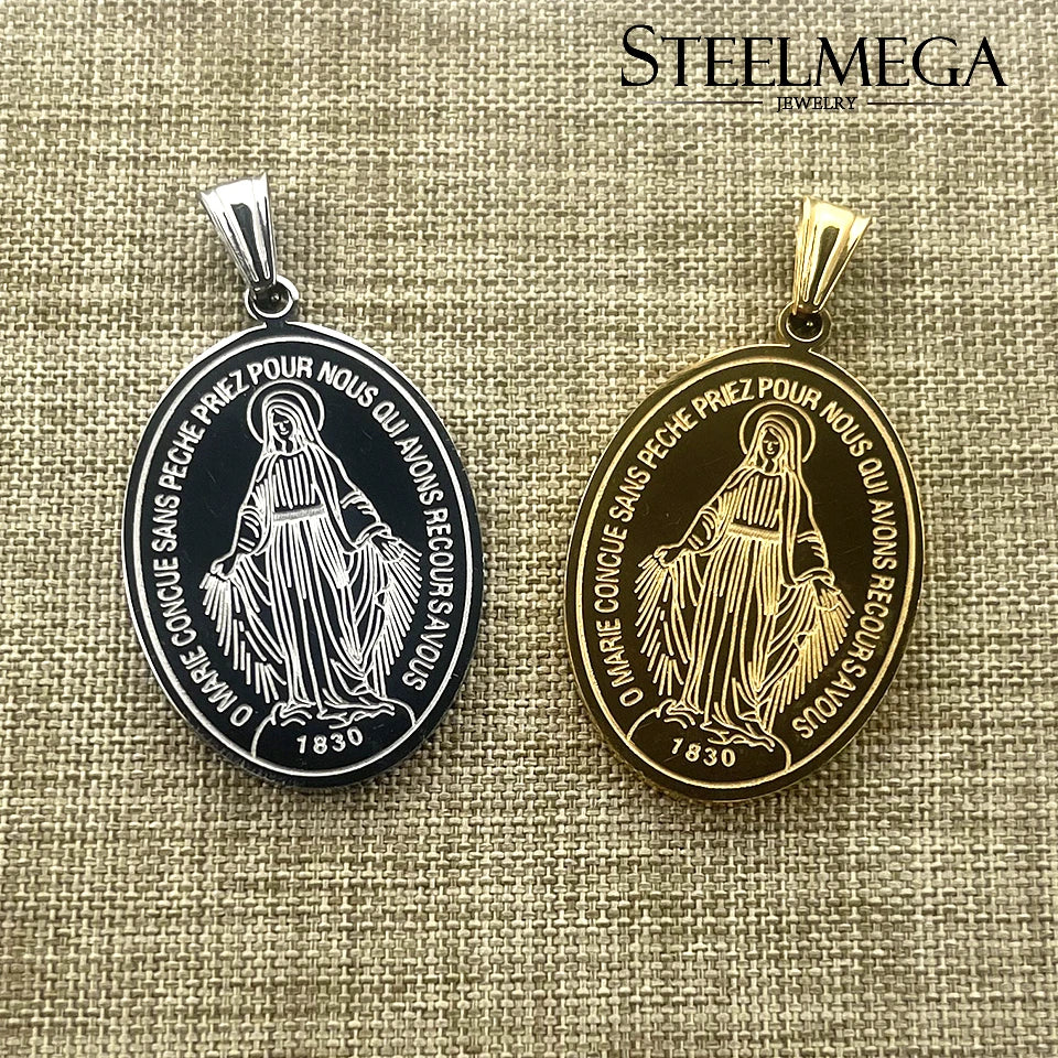 Miraculous Medal – Stainless Steel Catholic Necklace of Our Lady of the Miraculous Medal | Unisex Devotional Medal